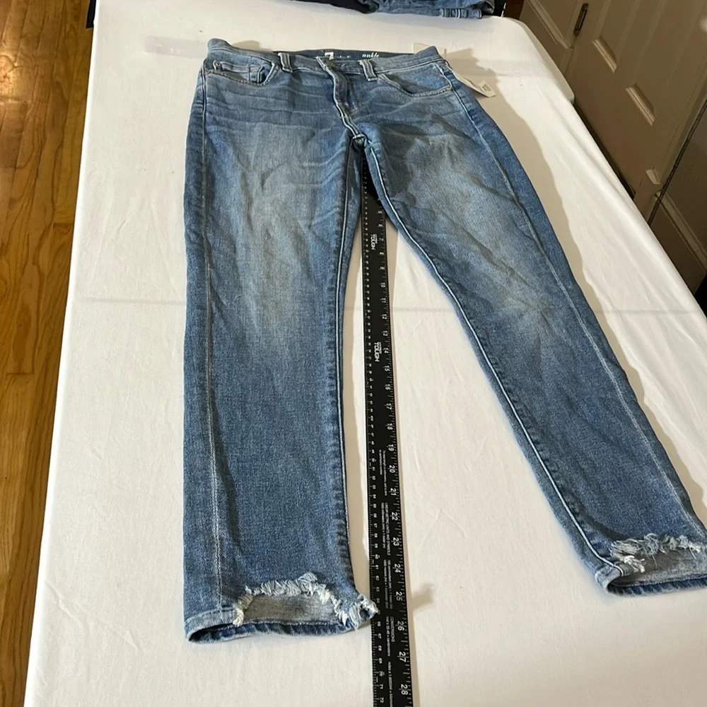 7 FOR ALL MANKIND size 26 blue jeans ANKLE GWENEVERE. stretch distressed hem - Picture 7 of 16